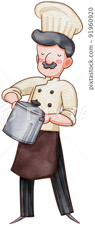 Chef day character and kitchen decor watercolor icon png Chef day character and kitchen decor watercolor icon png 91960920