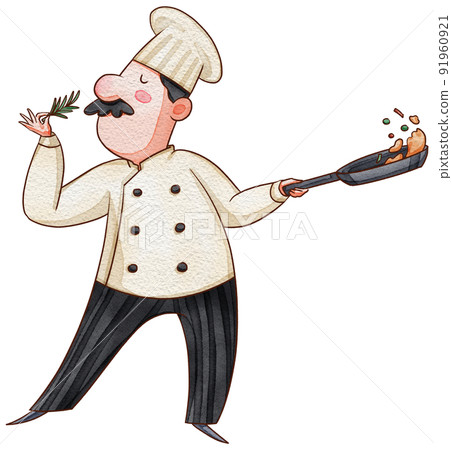 Chef day character and kitchen decor watercolor icon png Chef day character and kitchen decor watercolor icon png 91960921