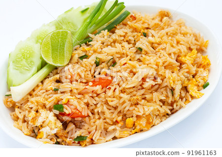 Fried rice in white plate Fried rice in white plate 91961163