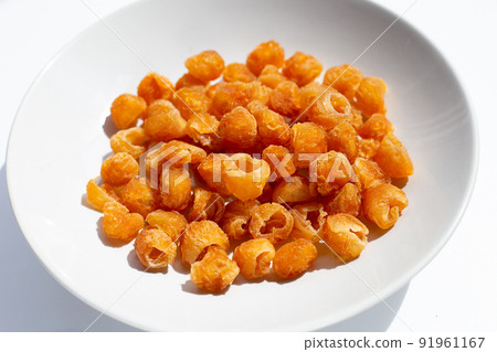 Dried longan on white background. 91961167