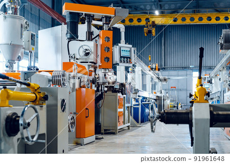 Inside the new factory manufacturing electrical cable. Cable production. Inside the new factory manufacturing electrical cable. Cable production. 91961648