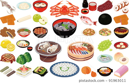 中國地區的人氣美食和特產圖解①（雪蟹、烤牡蠣、河豚生魚片、禦好燒、蛤蜊） 91963011