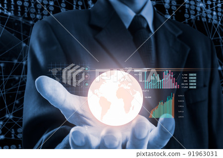 Stock market or forex trading graph and candlestick chart suitable for financial investment concept. Economy trends background for business idea and all art work design. Abstract finance background. Stock market or forex trading graph and candlestick chart suitable for financial investment concept. Economy trends background for business idea and all art work design. Abstract finance background. 91963031