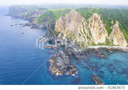 Hokkaido Shakotan Shimamui Coast (aerial) 91963673