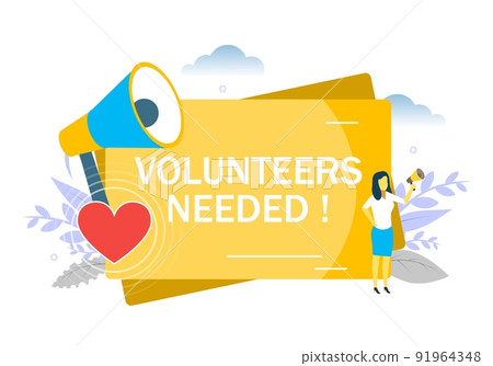 Volunteers needed, vector flat style design illustration 91964348
