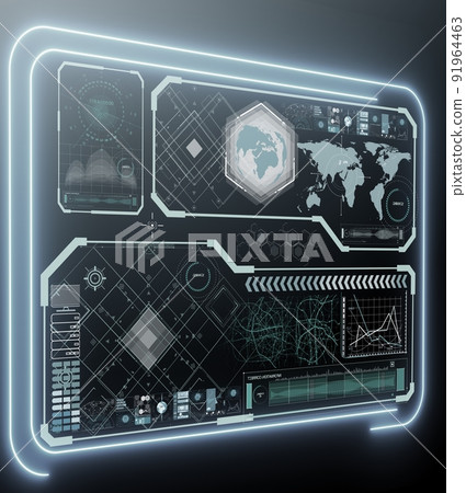 Abstract data room with futuristic design - 3d rendering 91964463