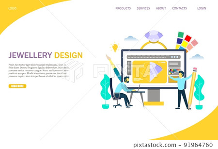 Jewellery design vector website landing page template Jewellery design vector website landing page template 91964760
