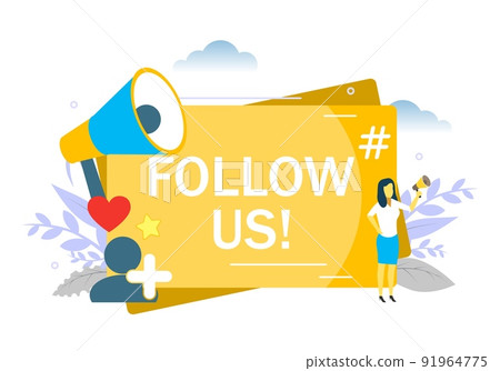 Follow us message, vector flat style design illustration 91964775
