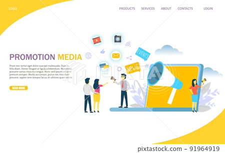 Promotion media vector website landing page design template Promotion media vector website landing page design template 91964919