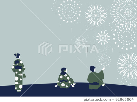 People looking up at the fireworks 91965004
