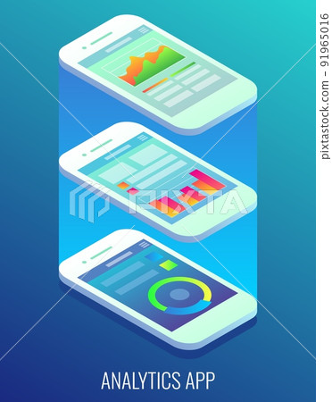 Analytics app concept vector flat isometric illustration 91965016