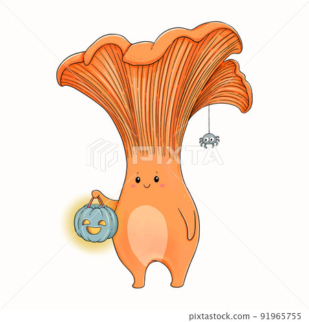 Halloween cute chanterelle jack o lantern vector Halloween cute chanterelle jack o lantern vector 91965755