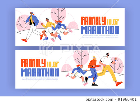 Family marathon ads banners, invitation, sport Family marathon ads banners, invitation, sport 91966401
