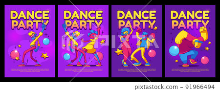 Dance party flyers happy contemporary characters 91966494