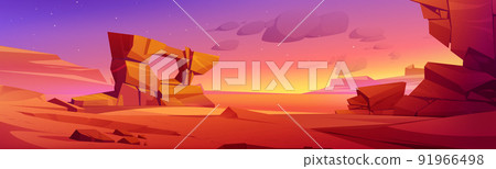 Western desert landscape at sunset Western desert landscape at sunset 91966498