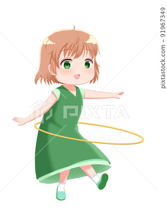 Illustration of a girl doing a hula hoop Illustration of a girl doing a hula hoop 91967349