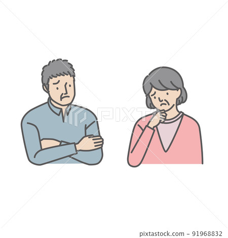 Senior men and women with troubled faces 91968832