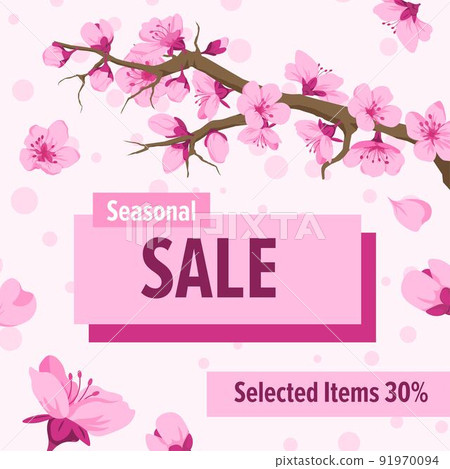 Seasonal sale, promotional banner for shop store 91970094