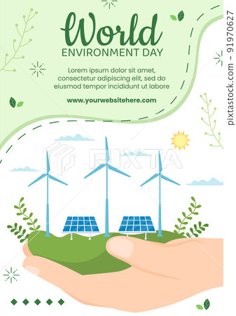World Environment Day Flyer Template Flat Cartoon Background Vector Illustration World Environment Day Flyer Template Flat Cartoon Background Vector Illustration 91970627