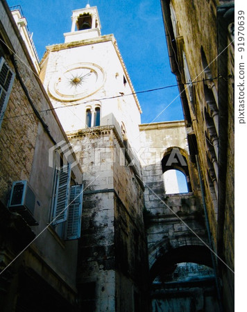 Croatia Split Scenery Clock Tower in Narodny Square Croatia Split Scenery Clock Tower in Narodny Square 91970639