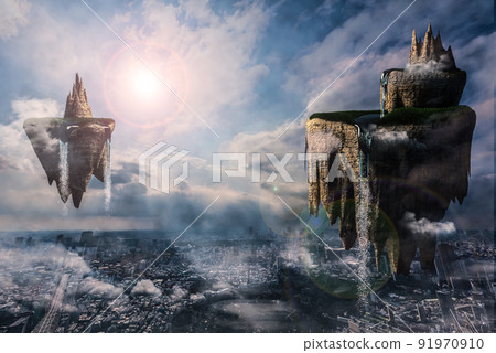 Continent floating in the air 91970910