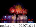 Beautiful fireworks in the night sky. 91971014