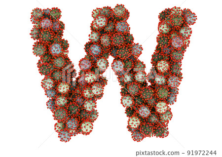 Letter W from viruses. 3D rendering Letter W from viruses. 3D rendering 91972244