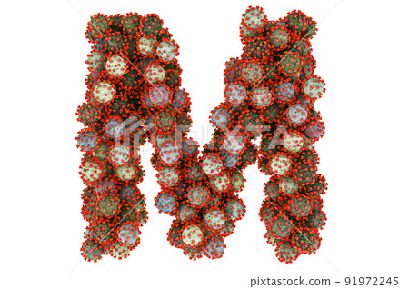 Letter M from viruses. 3D rendering Letter M from viruses. 3D rendering 91972245