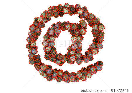 At sign, e-mail symbol from viruses. 3D rendering At sign, e-mail symbol from viruses. 3D rendering 91972246