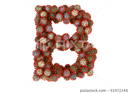 Letter B from viruses. 3D rendering Letter B from viruses. 3D rendering 91972248