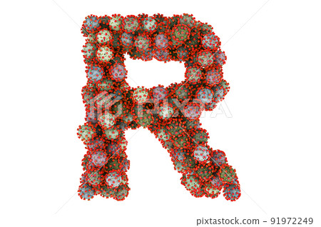 Letter R from viruses. 3D rendering Letter R from viruses. 3D rendering 91972249