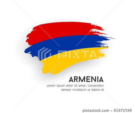 Flag of Armenia, brush stroke design isolated on white background 91972599