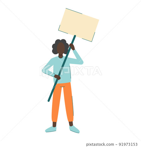 Black woman with banner protests Black woman with banner protests 91973153