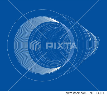 Outline drawing or sketch of cylindrical device Outline drawing or sketch of cylindrical device 91973411