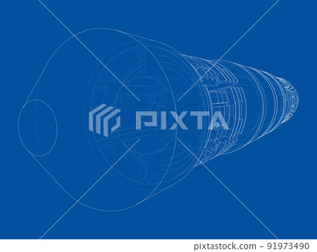 Outline drawing or sketch of cylindrical device Outline drawing or sketch of cylindrical device 91973490