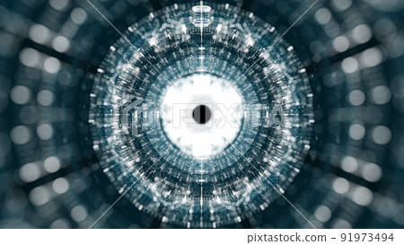A glowing hologram of a mechanical object 91973494