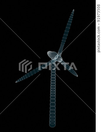 Wind turbines on black background Wind turbines on black background 91973508