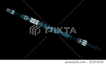 A glowing hologram of a mechanical object A glowing hologram of a mechanical object 91973509