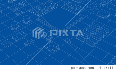 Electric circuit board, various chips. Vector Electric circuit board, various chips. Vector 91973511