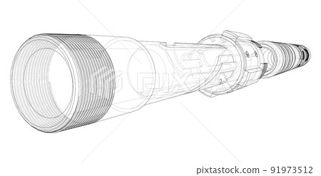 Outline drawing or sketch of cylindrical device Outline drawing or sketch of cylindrical device 91973512
