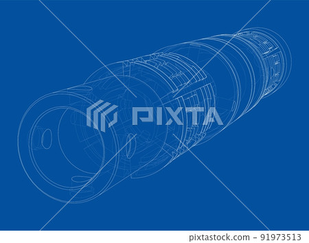 Outline drawing or sketch of cylindrical device Outline drawing or sketch of cylindrical device 91973513