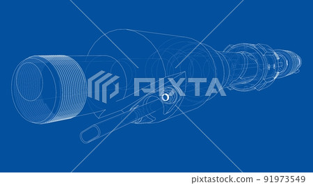 Outline drawing or sketch of cylindrical device Outline drawing or sketch of cylindrical device 91973549
