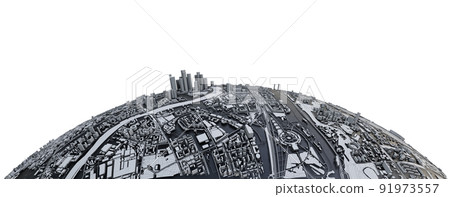 city-on-small-planet-architecture-concept-stock-illustration