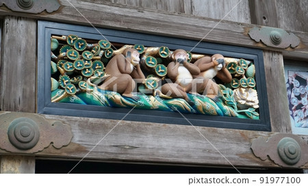 日光東照宮木雕三隻聰明的猴子[日本櫪木] 91977100