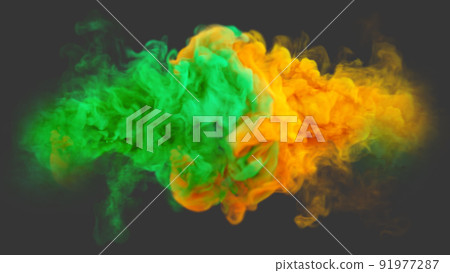 Green and Orange colores smoke texture on a dark Green and Orange colores smoke texture on a dark 91977287