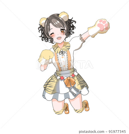 [Natural hair color] A fluffy bob idol in charge of orange in tiger cosplay celebrating the year of the tiger. 91977345