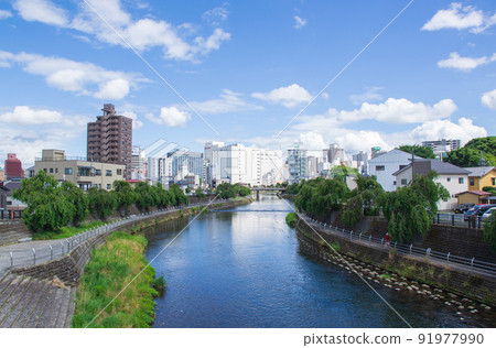 宇都宮市、栃木縣和田川的城市景觀 91977990