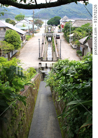 Masonry drainage channel at Misumi West Port, Uki City, Kumamoto Prefecture 91978226