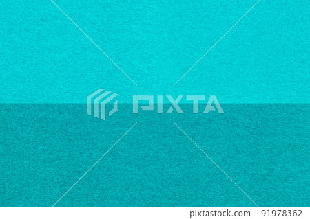 Texture of craft cyan and turquoise paper background, half two colors, macro. Structure of vintage cerulean cardboard. 91978362