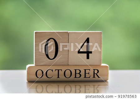 October 4 calendar date text on wooden blocks with copy space for ideas. Copy space and calendar concept October 4 calendar date text on wooden blocks with copy space for ideas. Copy space and calendar concept 91978563